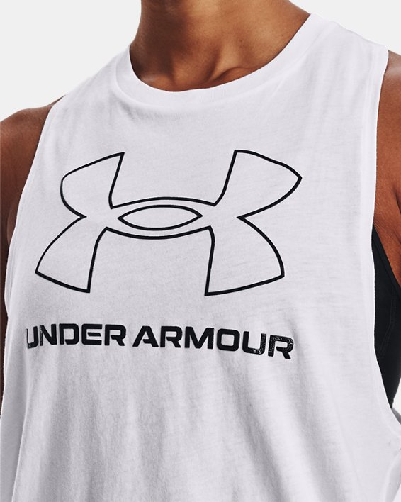 Women's UA Sportstyle Logo Tank, White, pdpMainDesktop image number 3